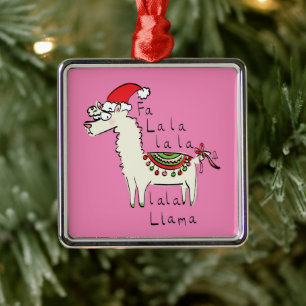 Llama Cute Funny Christmas Holiday Metal Ornament
