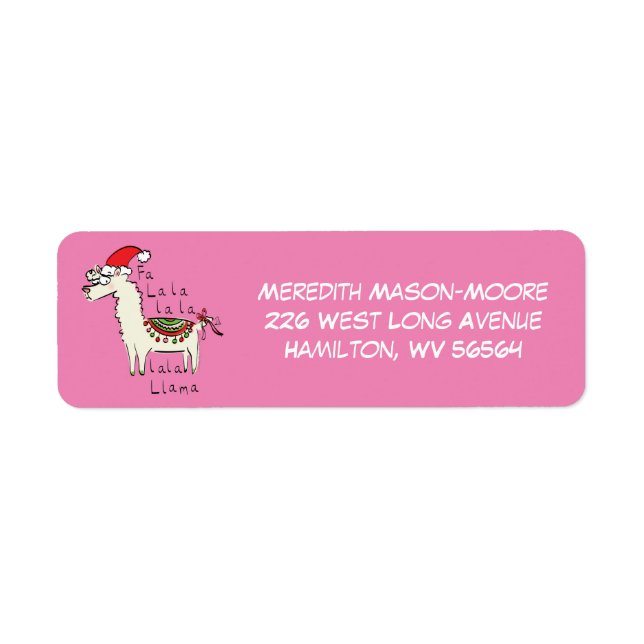 Llama Cute Funny Christmas Holiday Return Address Label (Front)