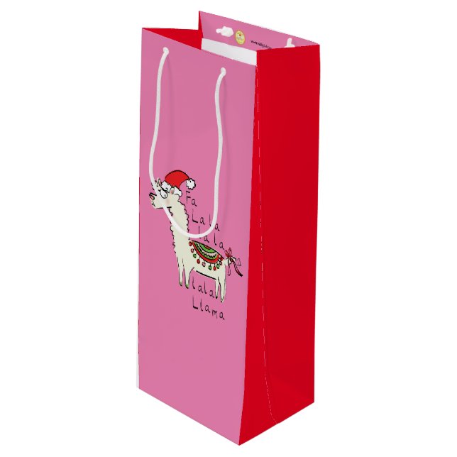 Llama Cute Funny Christmas Holiday Wine Gift Bag (Front Angled)