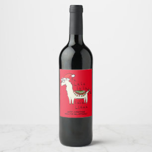 Llama Cute Funny Christmas Holiday Wine Label