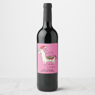 Llama Cute Funny Christmas Holiday Wine Label
