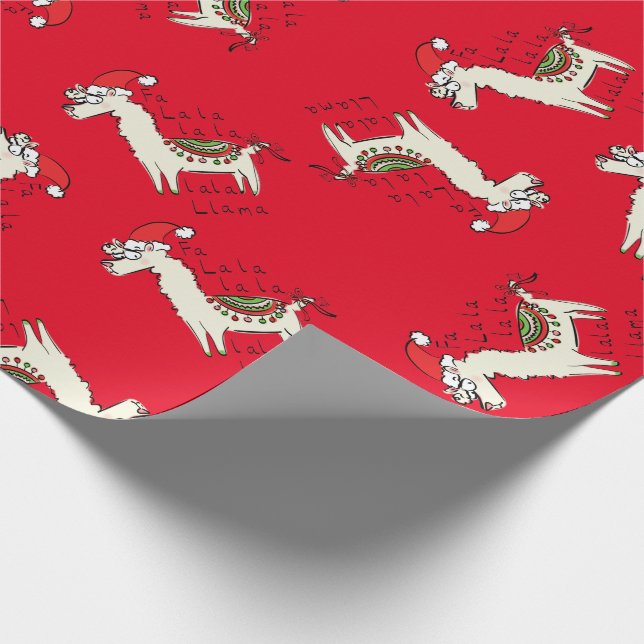 Llama Cute Funny Christmas Holiday Wrapping Paper (Corner)