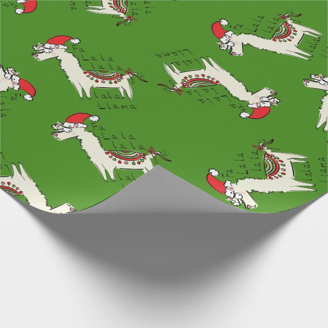 Llama Cute Funny Christmas Holiday Wrapping Paper (Corner)