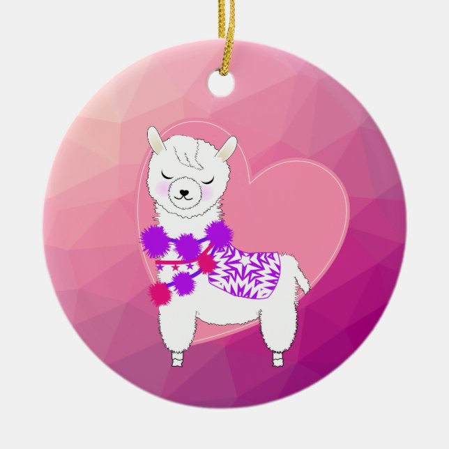 Llama Cute Personalised Ceramic Ornament (Front)
