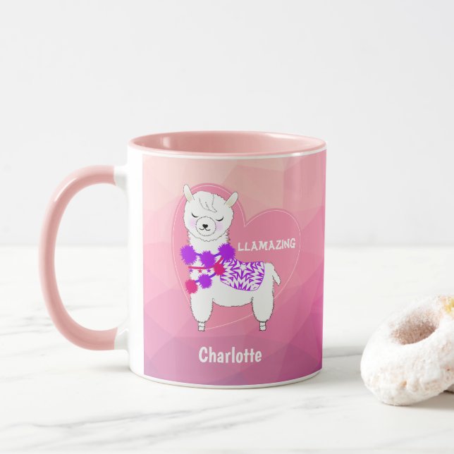 Llama Cute Personalized Mug (With Donut)