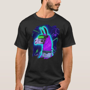 Llama Cyborg Robot Llama Cool Artistic Retro Alpac T-Shirt