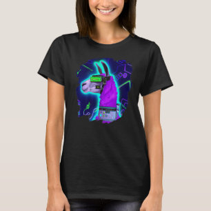 Llama Cyborg Robot Llama Cool Artistic Retro Alpac T-Shirt