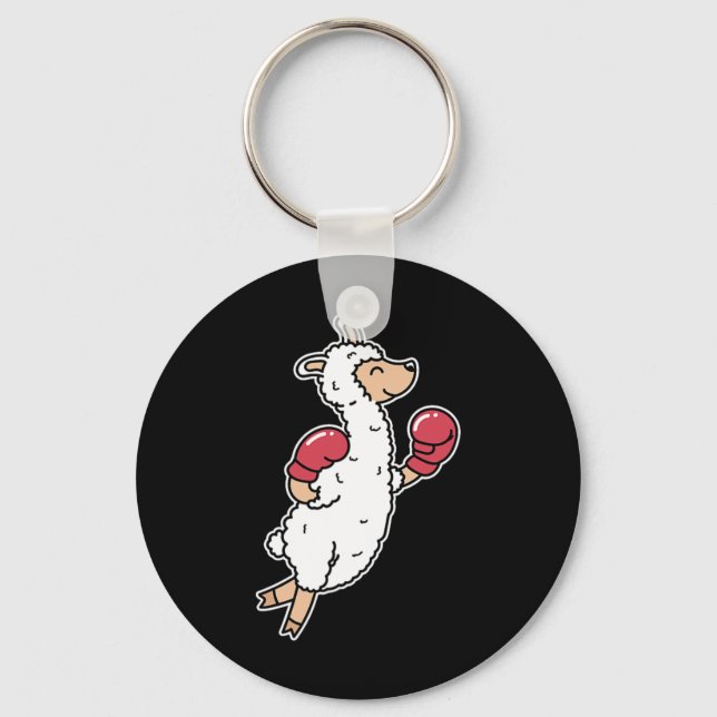 Llama Does Boxing  Key Ring (Front)