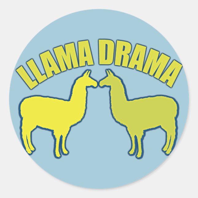 Llama Drama Classic Round Sticker (Front)
