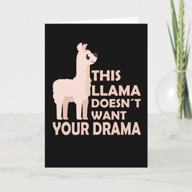 Llama Drama Funny Sayings Cute Animals Llamas Card (Front)
