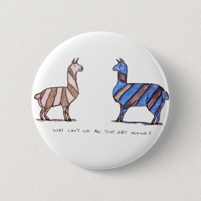 llama dress 6 cm round badge (Front)