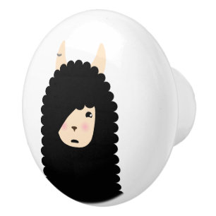Llama Emoji Gothic Ceramic Knob