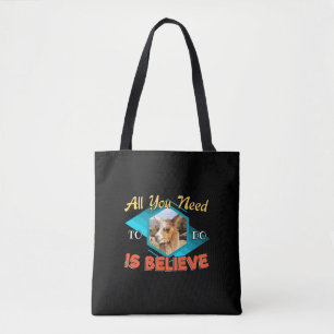 Llama Encouragement Mindset Quote - Believe Tote Bag