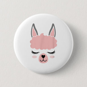 Llama Face Alpaca Eyelashes Funny Halloween Costum 6 Cm Round Badge