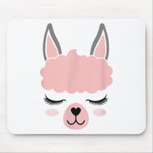 Llama Face Alpaca Eyelashes Funny Halloween Costum Mouse Pad