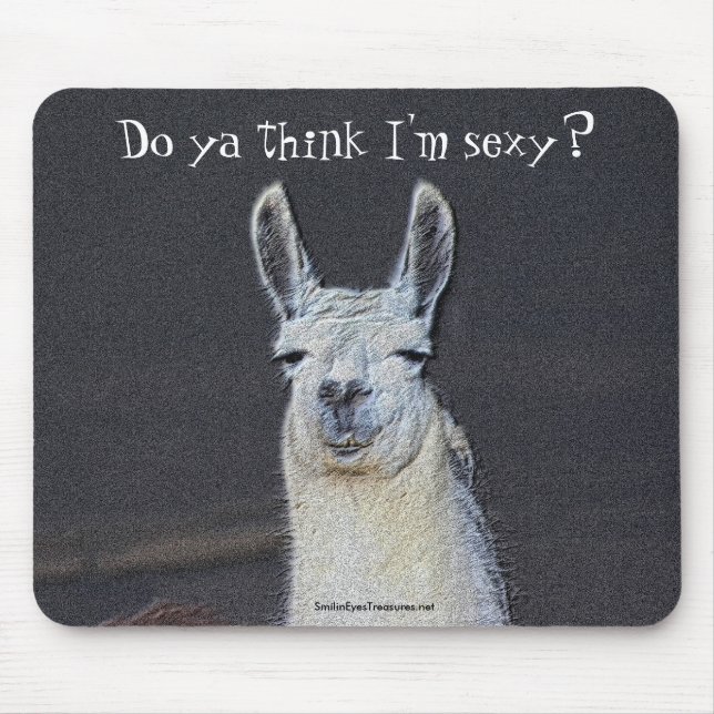 Llama Face Digital Art Humourous Photo Mousepad (Front)