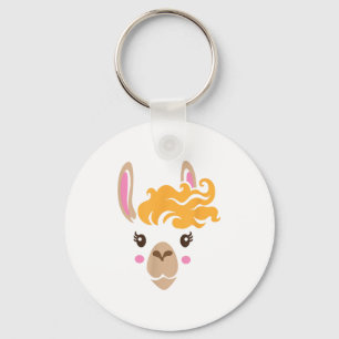 Llama Face Eyelashes Halloween Costume Hairstyle  Key Ring