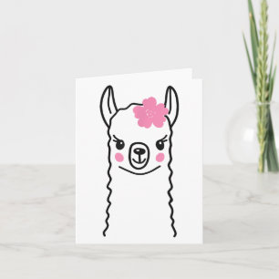Llama Face Funny Halloween Costume Flowers Alpaca Card