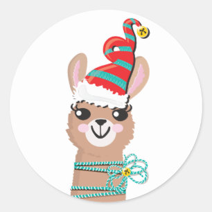 Llama face Holiday Christmas sticker