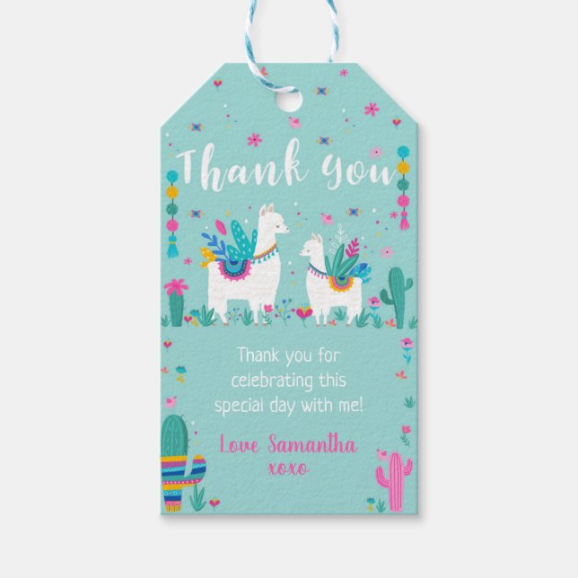 Llama Favour Tags - Fiesta Favour Tag (Front)