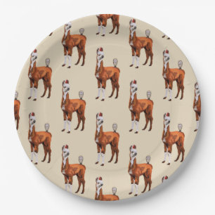 LLAMA & FEATHERS PAPER PLATE