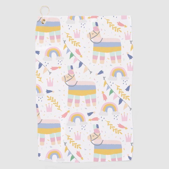 Llama Fiesta Festive Party Pattern Golf Towel (Front)