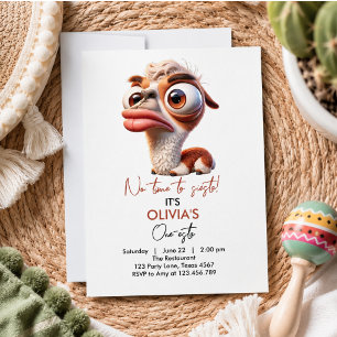 Llama Fiesta Funny Caricature 1st Birthday Invitation