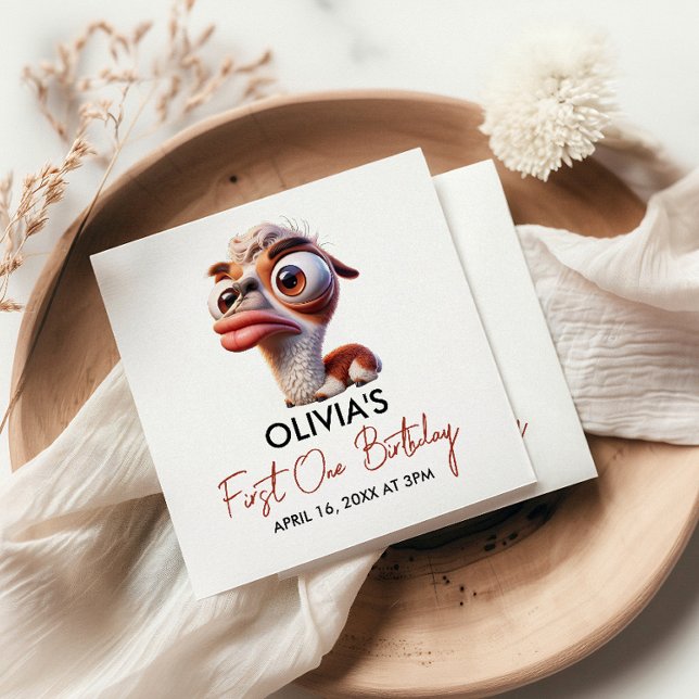 Llama Fiesta Funny Caricature 1st Birthday Napkin (Creator Uploaded)