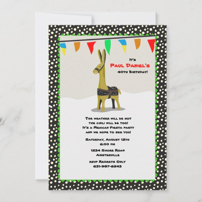 Llama Fiesta Party Invitation (Front)