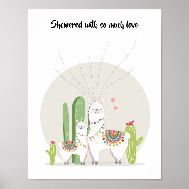 Llama Fingerprint Guestbook Fiesta Baby Shower (Front)