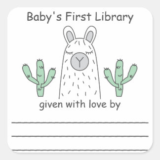 Llama First Library Bookplate Sticker