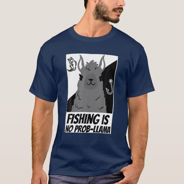 Llama Fishing Funny Fisherman Llama Lover T-Shirt (Front)