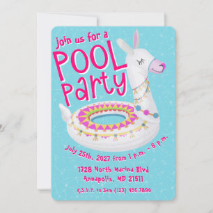 Llama Floaty Pool Party Invitation