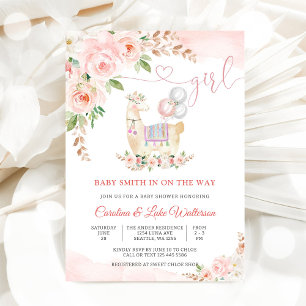 Llama Floral Baby Shower Invitation