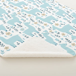 Llama & Flowers Sherpa Blanket - Customized Sizing