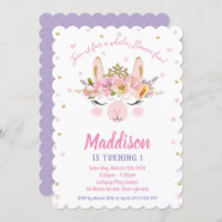 Llama Fun Birthday Invitations Girls Alpaca