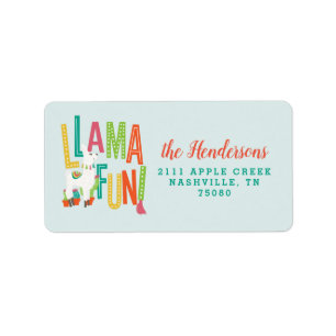 Llama Fun Birthday Party Alpaca Return Address Label