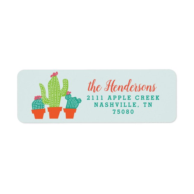 Llama Fun Birthday Party Cactus Return Address Label (Front)