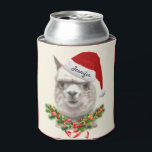 Llama Funny Christmas Stocking Stuffer Santa Hat Can Cooler<br><div class="desc">Llama Funny Christmas Stocking Stuffer Santa Hat Can Cooler</div>