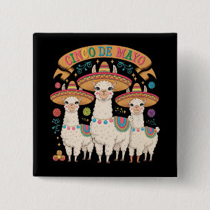 Llama Funny Cinco De Mayo Fiesta Party 15 Cm Square Badge