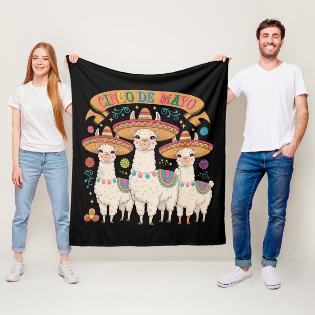 Llama Funny Cinco De Mayo Fiesta Party Fleece Blanket (In Situ)