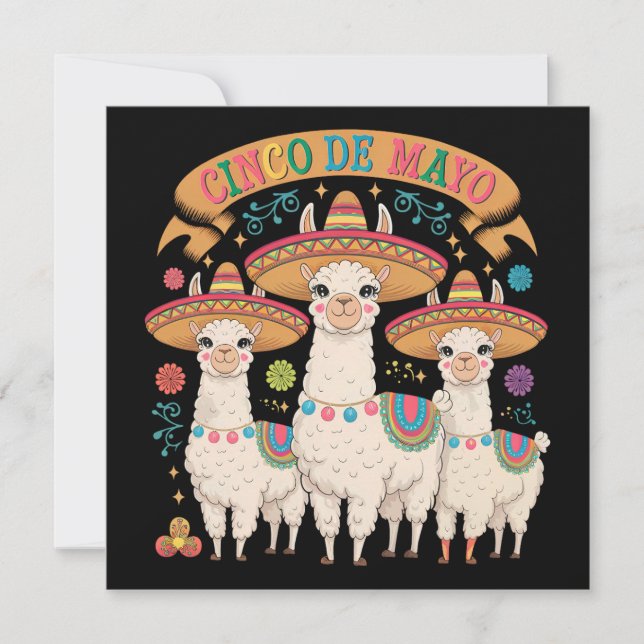 Llama Funny Cinco De Mayo Fiesta Party Invitation (Front)