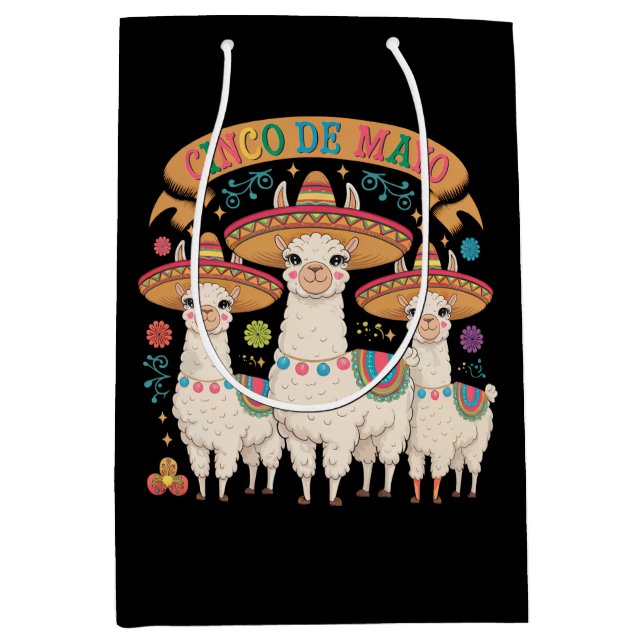 Llama Funny Cinco De Mayo Fiesta Party Medium Gift Bag (Front)