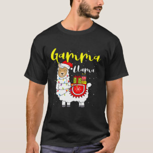 Llama Gamma Lights Santa Hat Xmas Pajama Matching T-Shirt