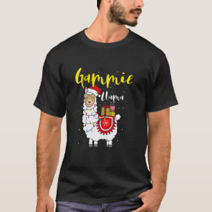 Llama Gammie Lights Santa Hat Xmas Pajama Matching T-Shirt