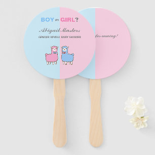 Llama Gender Reveal Baby Shower Hand Fan