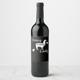Llama Gift   Crazy Alpaca Lady Wine Label