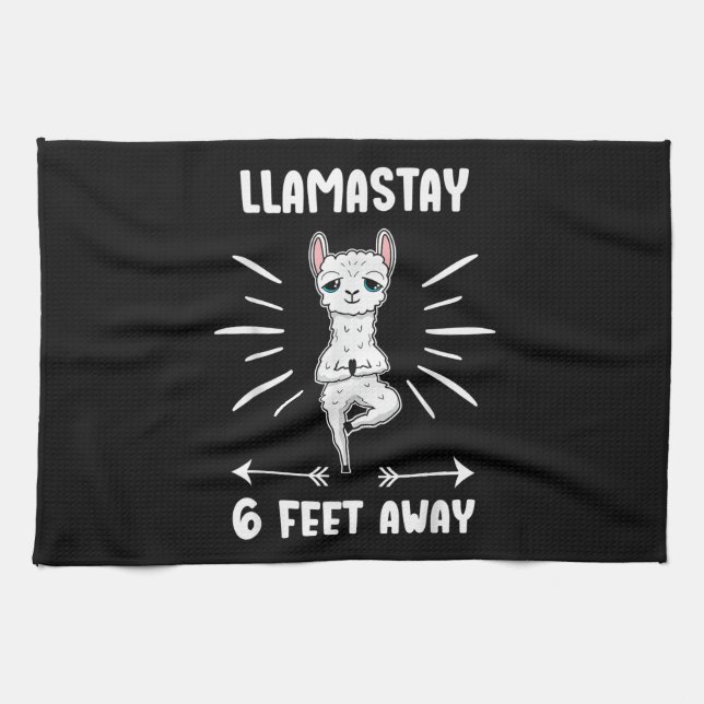 Llama Gift | Funny Llama Stay 6 Feet Away Tee Tea Towel (Horizontal)