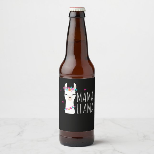 Llama Gift | Mama Llama Beer Bottle Label (Front)