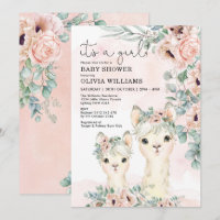 Llama Girl Baby Shower Blush Floral Eucalyptus